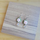 Handmade Pink & Beige Blossom Earrings