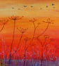 Sunset Oil Painting Birds & Sunset Impressionist Cow Parsley in the  Fens Canvas - Image 2