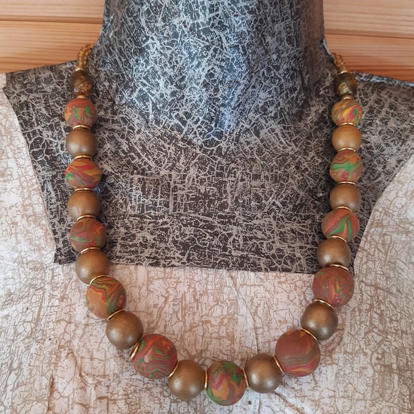 Polymer clay necklace in seasonal colours