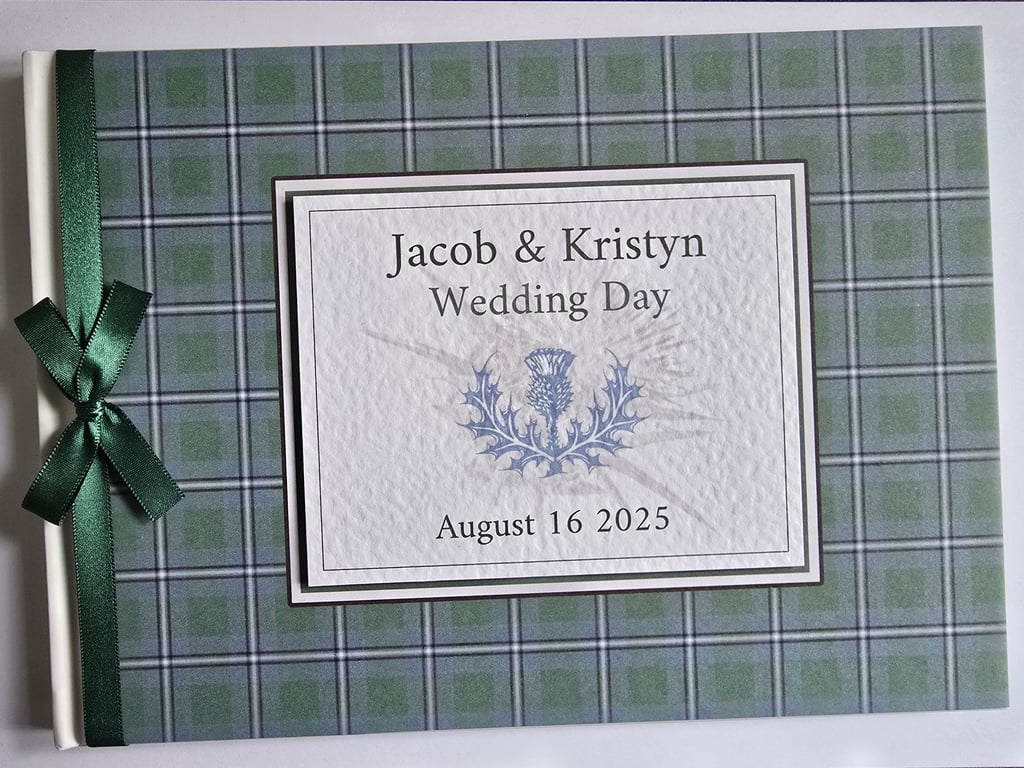 Scottish Irvine ancient tartan wedding guest book, gift