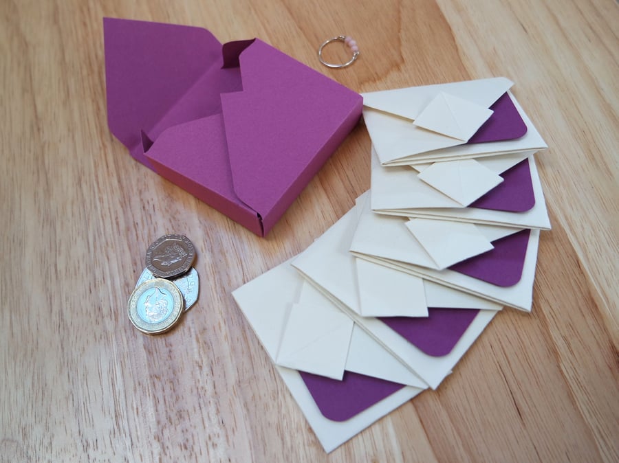 Mini Origami Envelope 5er Set - purple violet lavender