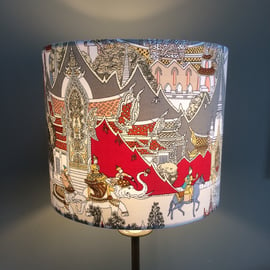 Oriental Scene with Elephants Jonelle Vintage Fabric Lampshade