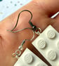 Upcycled White 2x3 Lego Earrings - Silver Plate Tarnished - Super Seconds - Image 2