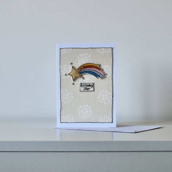 'Birthday Star' - Handmade Blank Card