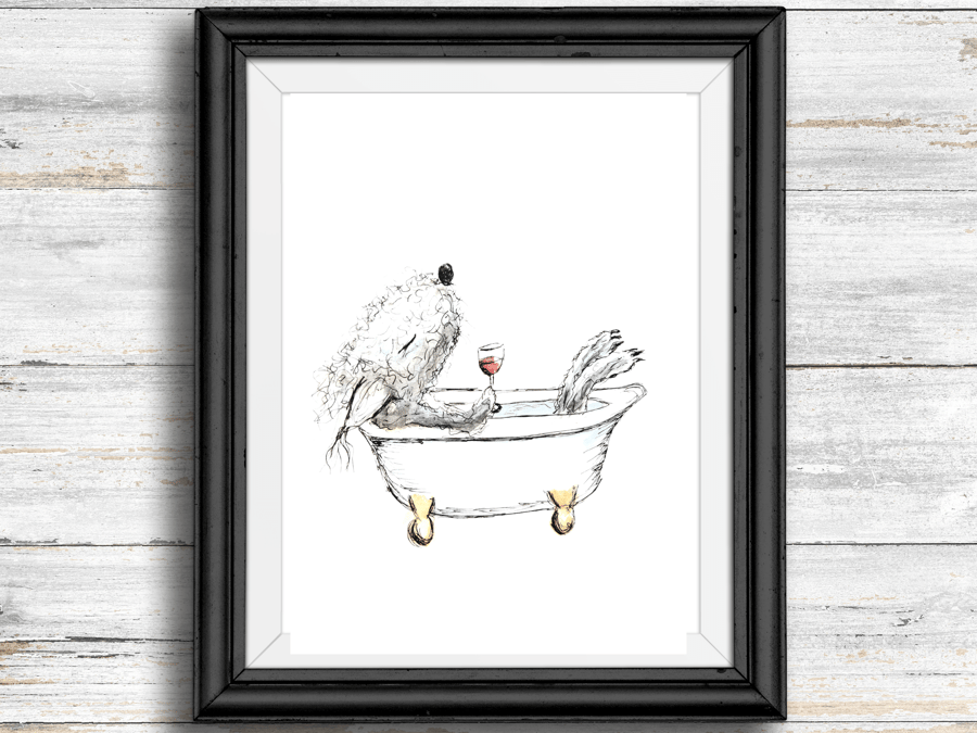 Bedlington Terrier A4 print, quirky illustration for dog lovers, fun art  