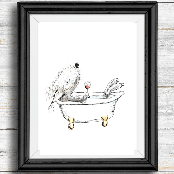 Bedlington Terrier A4 print, quirky illustration for dog lovers, fun art  