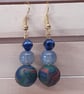 Earrings in dark sage, navy and sienna swirl - Image 4