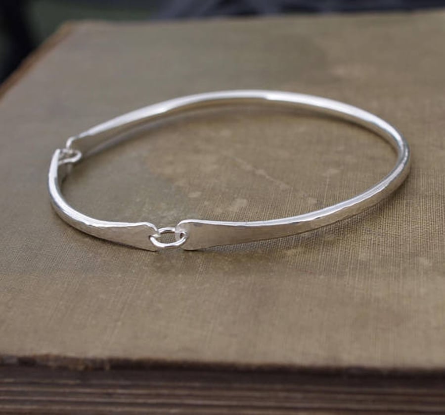 silver bangle, forged bangle