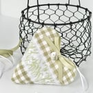 SNOWDROP HEART - with lavender or wool - fabric heart decoration - sage green