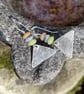 Sterling silver triangle drop earrings with colourful frosted gemstone beads - Image 4
