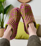 Apple & Magenta Crochet Cozy Slipper Socks - Image 6