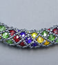 Red, Blue, Green and Yellow ‘Stained Glass’ Netted Necklace - Image 3