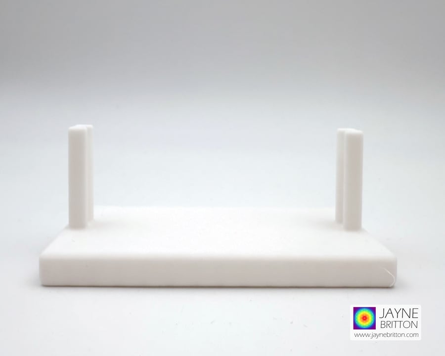 Fused glass display stand for 10cm panel, 100mm glass panel holder, white