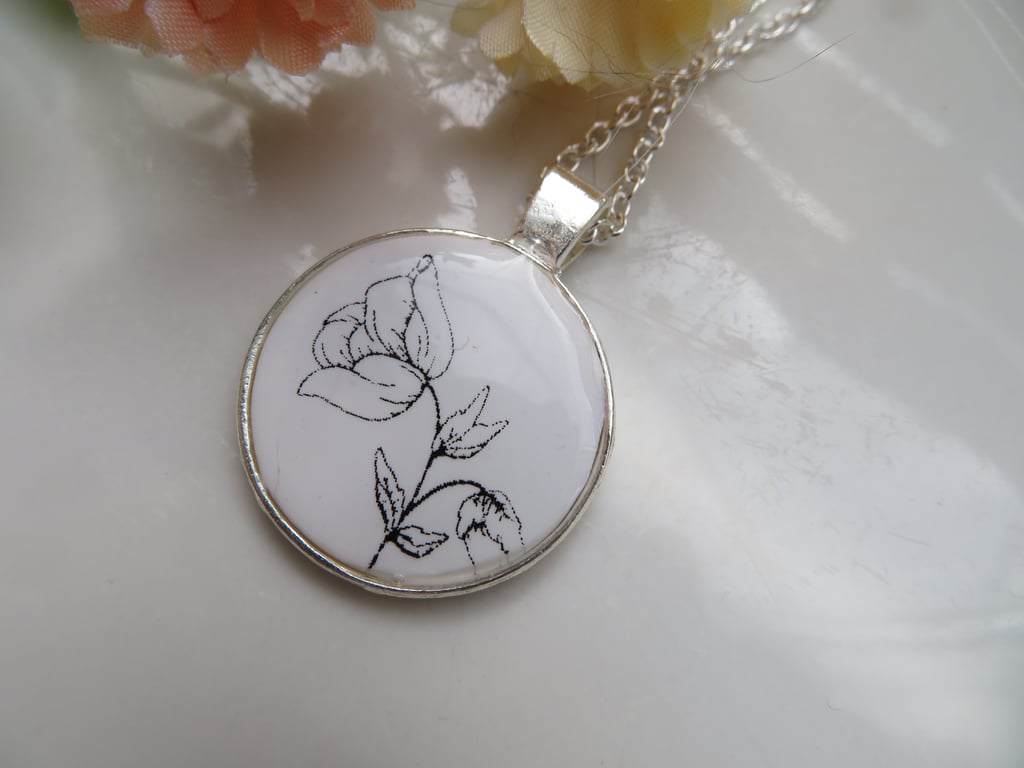 Printed Polymer Clay Pendant Necklace