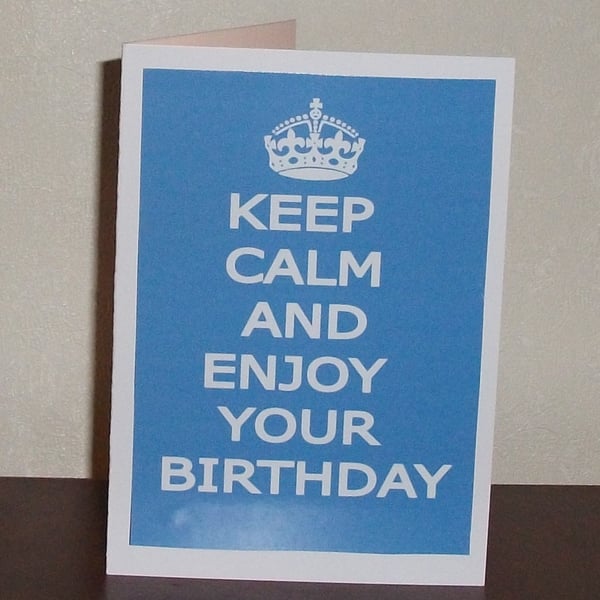 Male keep calm birthday card