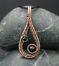 Copper Wire Weave Drop Pendant with Black Beads - Image 2