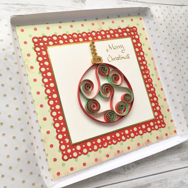Christmas card - quilled bauble