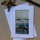 Oyster catchers hand made greetings card