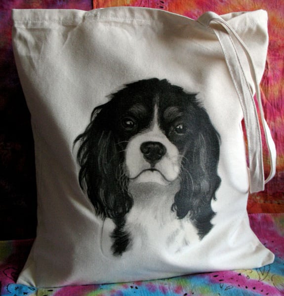 King Charles Spaniel cotton tote bag - dog art