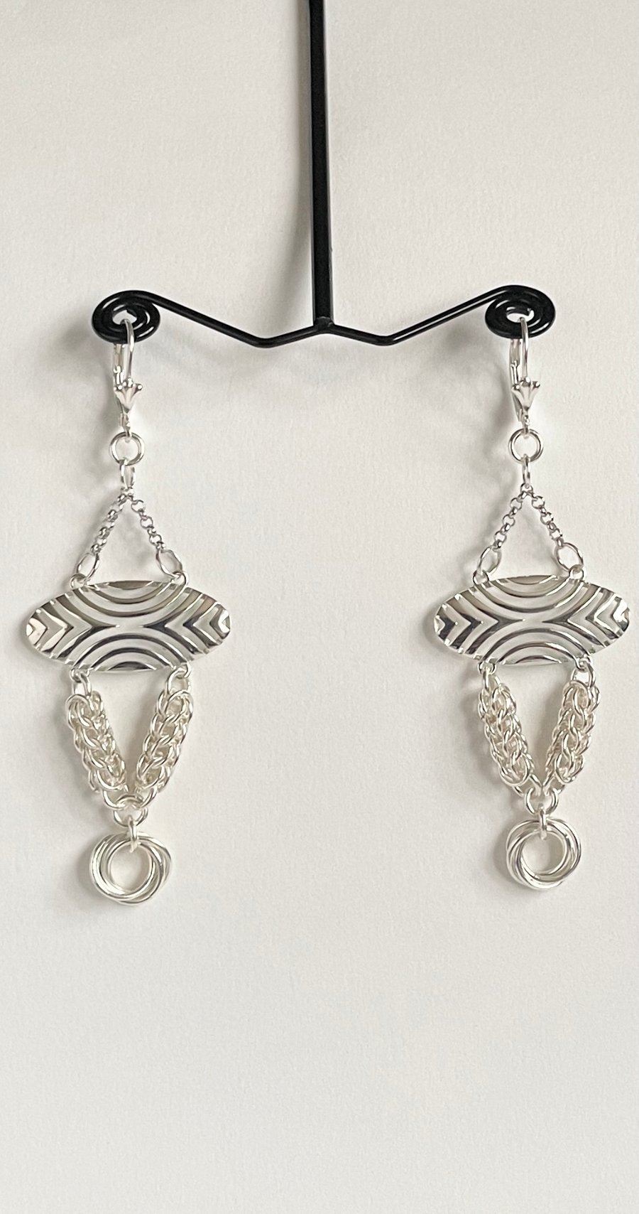 Sterling Silver Chainmaille Statement Earrings