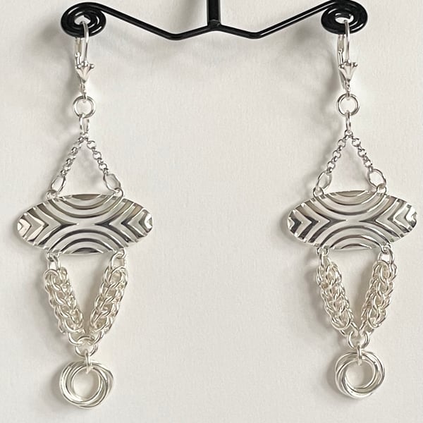 Sterling Silver Chainmaille Statement Earrings