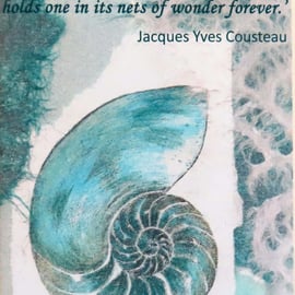 Cousteau inspirational quote greeting art card notelet plastic free