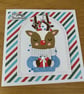 Handmade hand Stitched Reindeer Christmas Card - Image 5