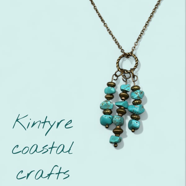 Bohemian bronze turquoise necklace 