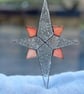 Stained glass Bethlehem star - Clear irridised glass with sunset orange quarters