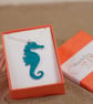 Delicate Seahorse necklace in anodised aluminium on a silver chain. - Image 4