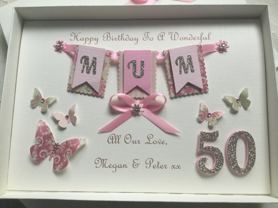 Personalised Gift Boxed Birthday Card Mum Wife Daughter 21 30 40 50 60 Any Age