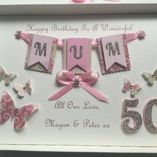 Personalised Gift Boxed Birthday Card Mum Wife Daughter 21 30 40 50 60 Any Age