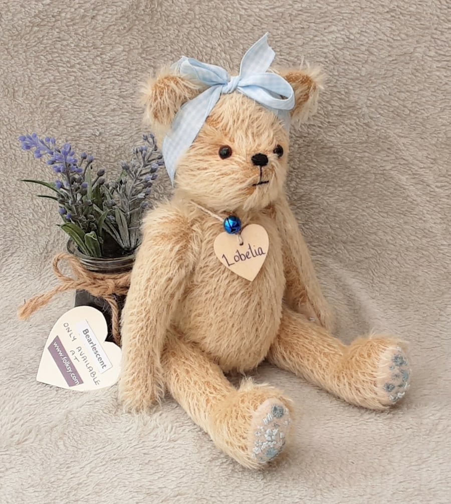 One of a kind mohair bear, collectable artist bear, hand embroidered Teddy bear