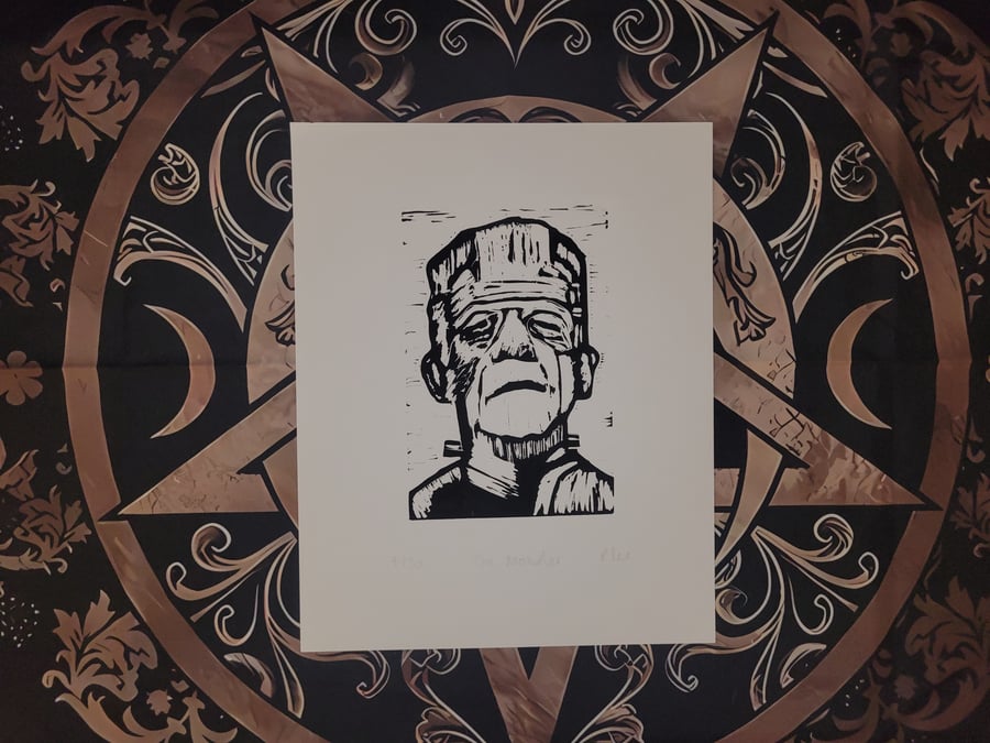 The Monster - Lino Print (Frankenstein)