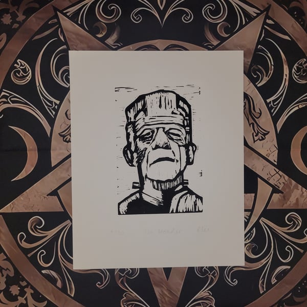 The Monster - Lino Print (Frankenstein)