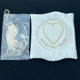 Wedding Rings Pillow Kit. Add Included Decorations to Finish. Sew It Yourself. 