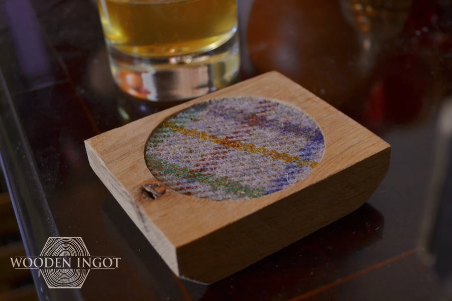 Mini British oak waney coaster & 1 Disco glass