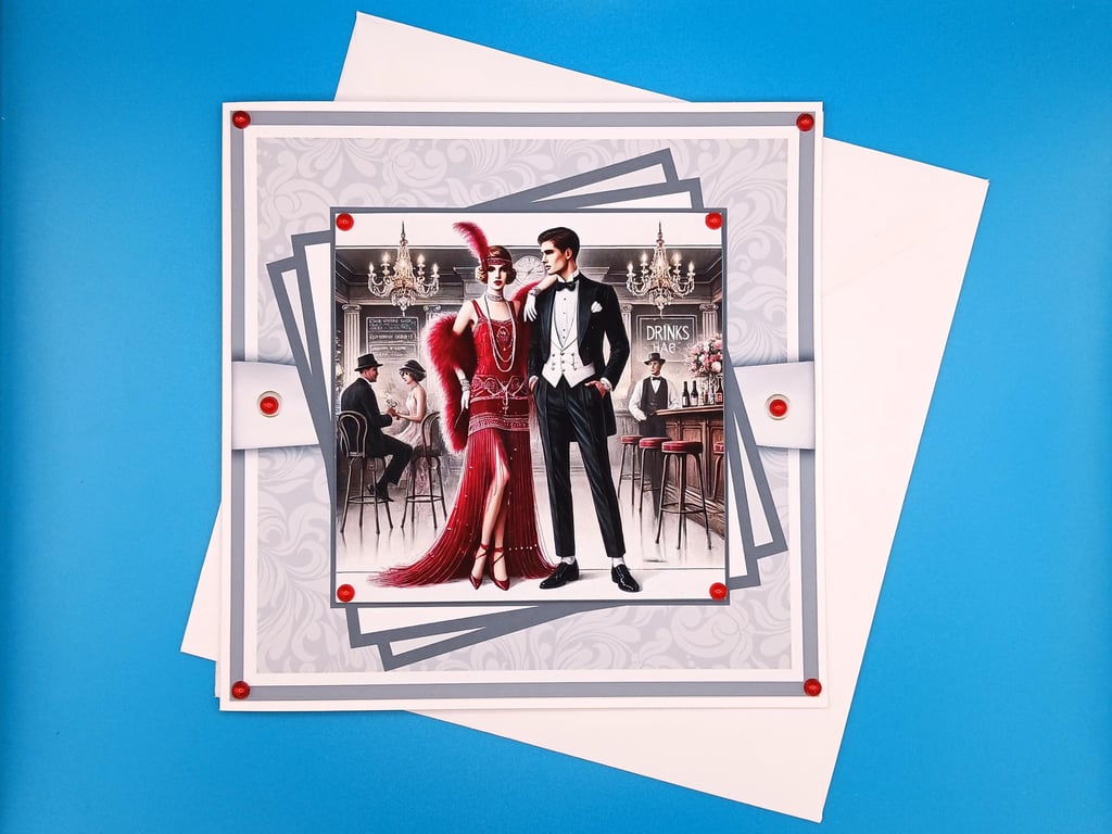 Art Deco Anniversary Card, 3d