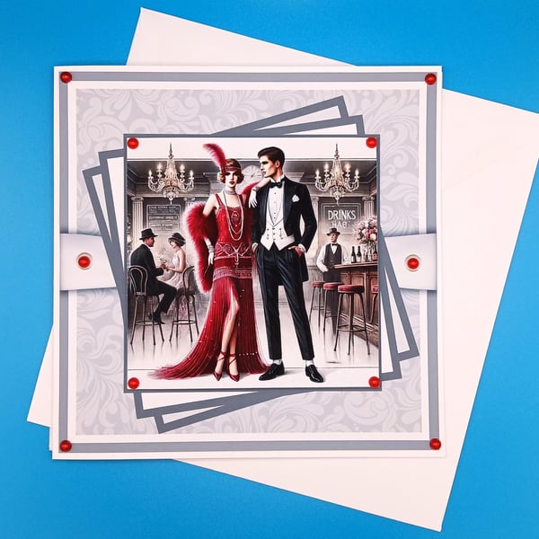 Art Deco Anniversary Card, 3d