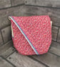 Upcycled Coffee Sack -  Mini Shoulder Bag -  Red ditsy print - Image 2