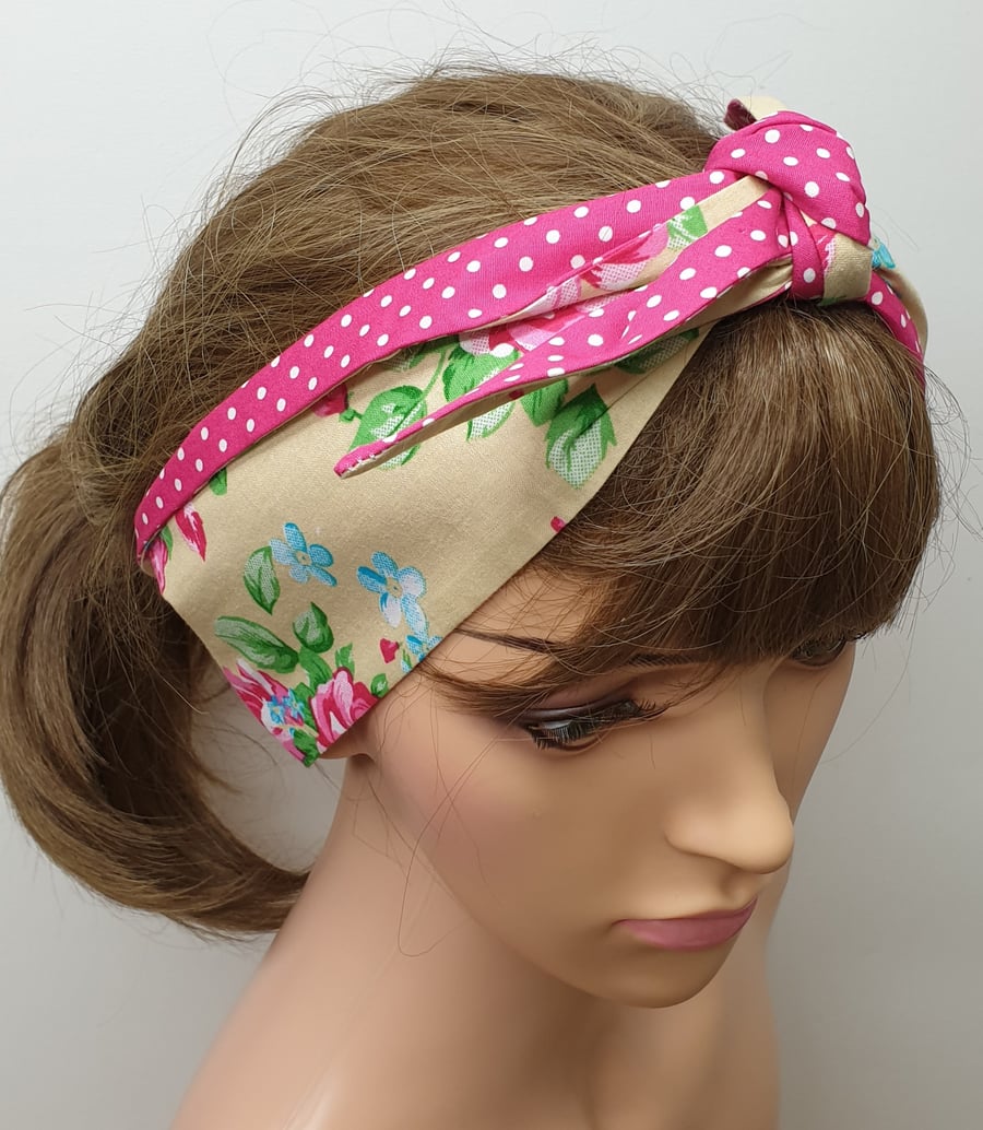 Self tie reversible women headband