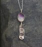 Textured Silver and Fluorite  Necklace - Image 1