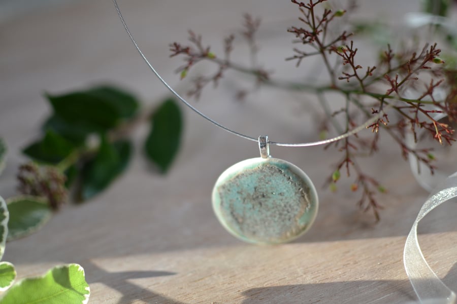 Skyline porcelain pendant - Beautifully glazed in green, turquoise and brown