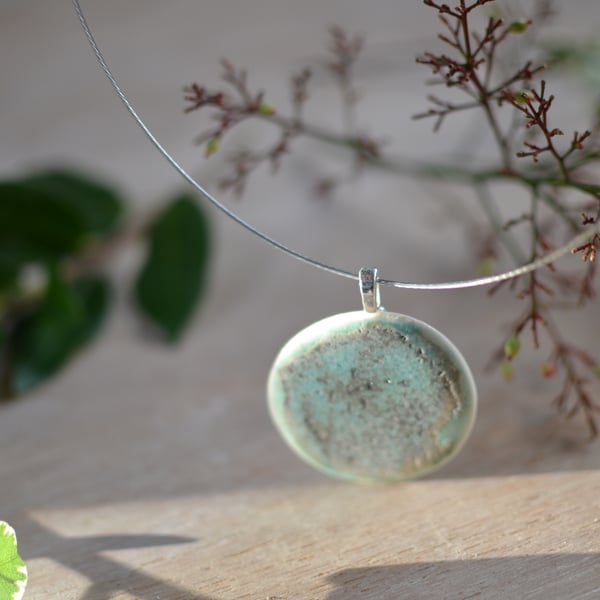 Skyline porcelain pendant - Beautifully glazed in green, turquoise and brown