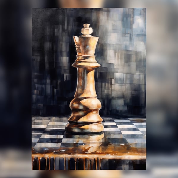 King Chess Piece, Watercolor Painting Print, Board Game Art, 5x7