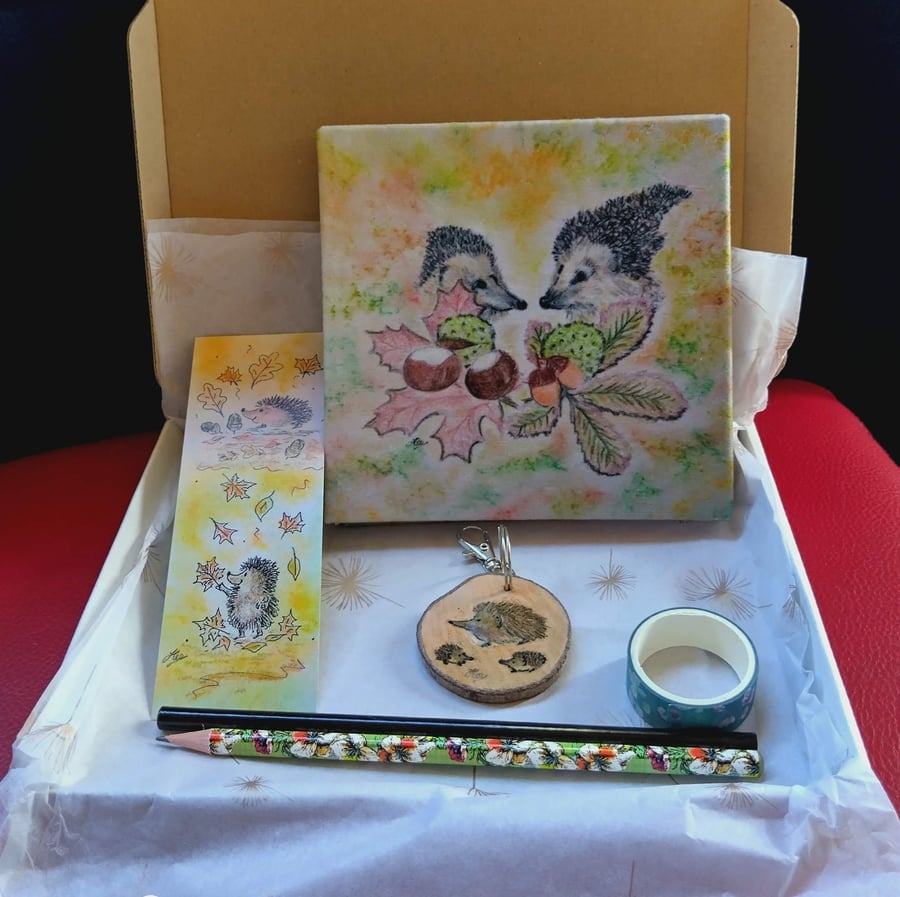 Hedgehogs - Handmade notebook gift set