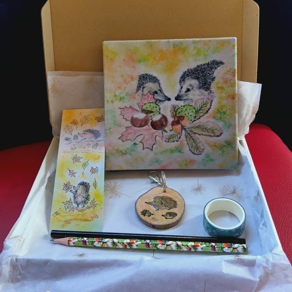 Hedgehogs - Handmade notebook gift set