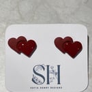 Handmade Polymer Clay Heart Stud Earrings - Hypoallergenic jewellery 