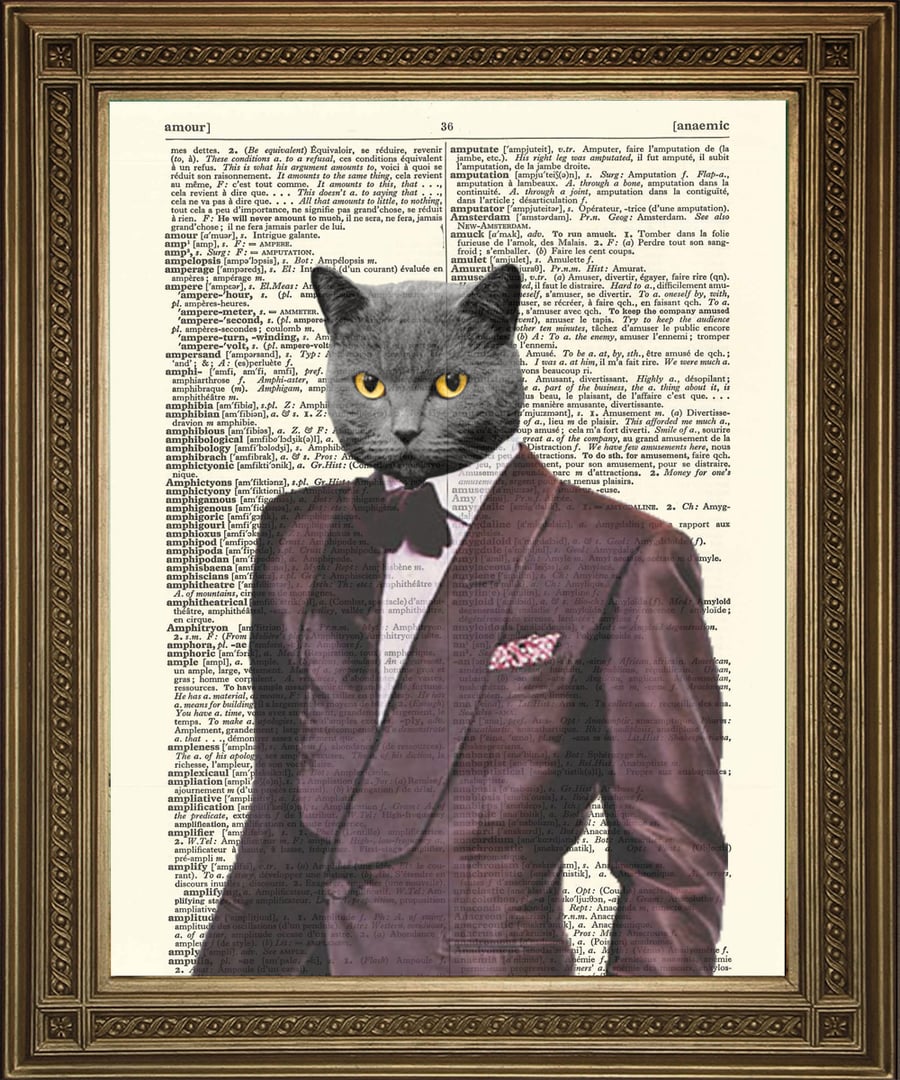 Pimp Cat: Dictionary Art Print, 1970s Style