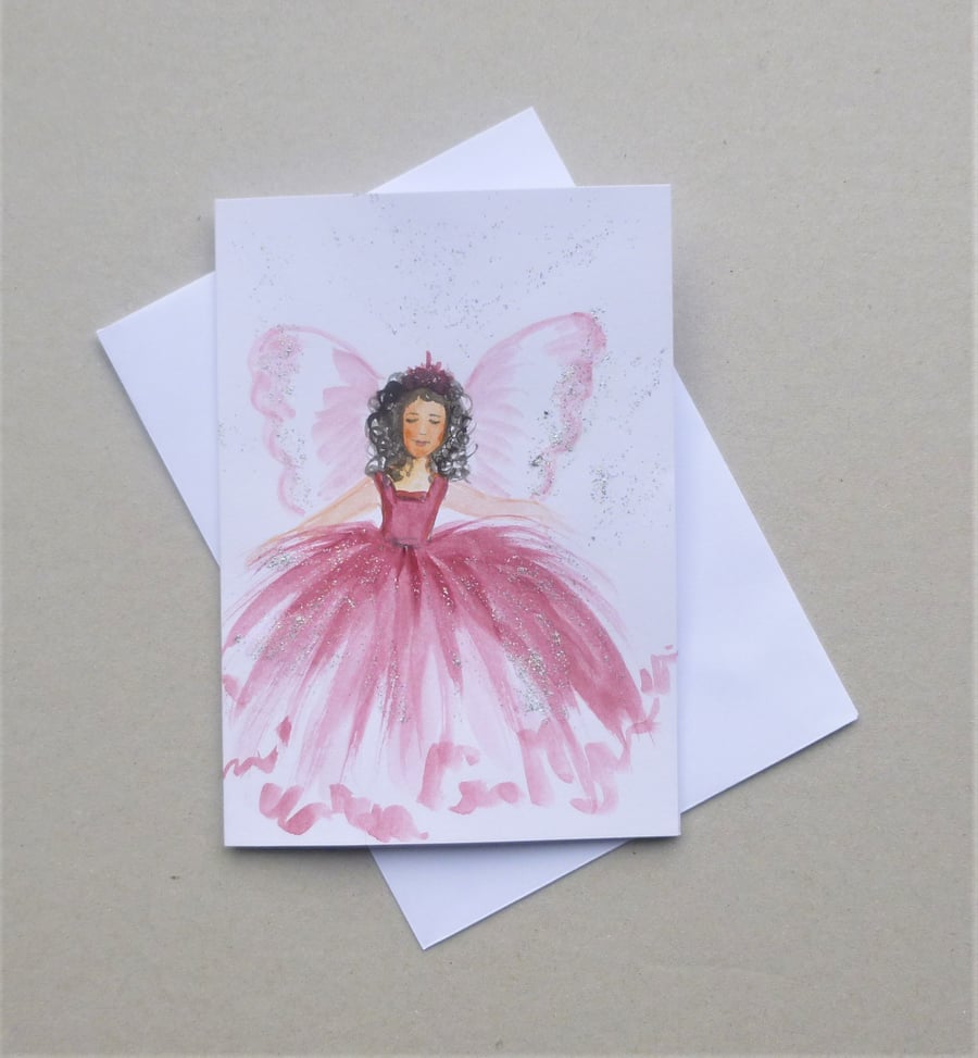 fantasy fairy hand painted original art blank greetings card ( ref F 492.A2 )
